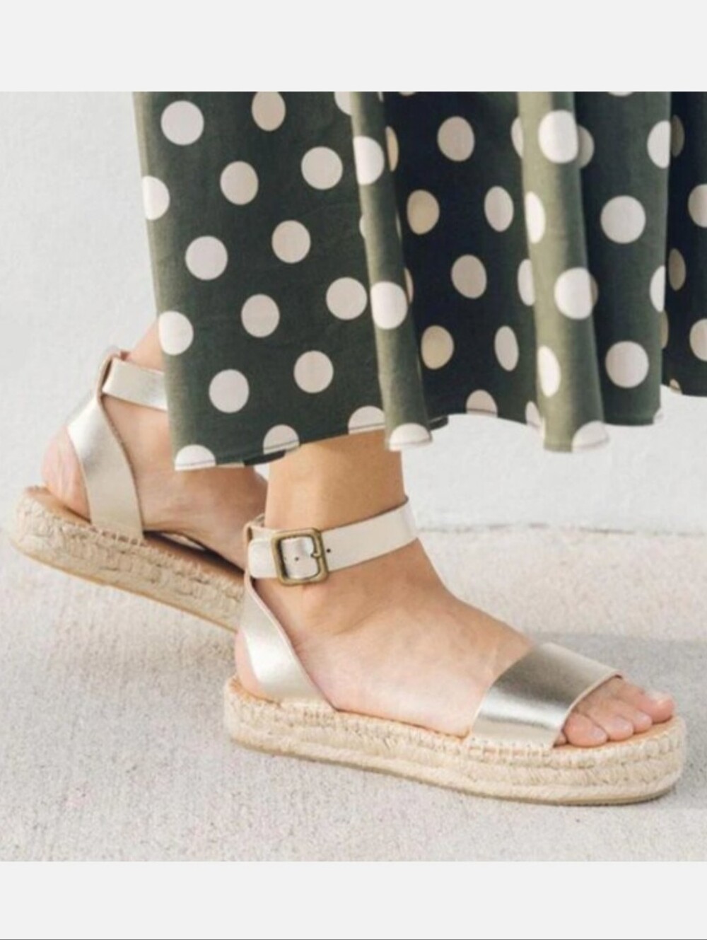 NEW Soludos Cadiz Boho Gold Leather Metallic Espadrille Platform Sandals Size 9